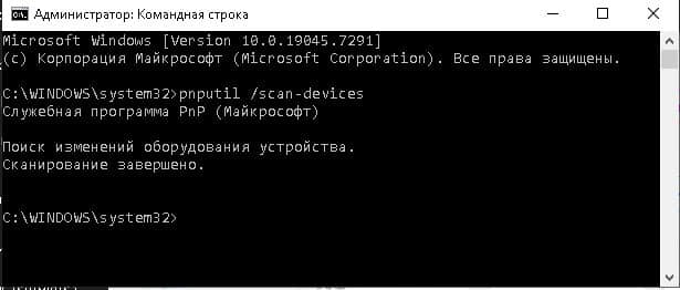 Запуск сканирования pnputil scan-devices в Windows 10 Запуск сканирования pnputil scan-devices в Windows 10