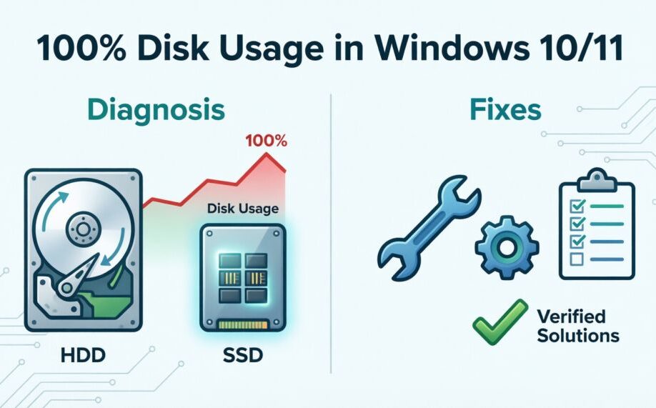 Загрузка диска 100% в Windows 10 и 11: диагностика и исправление для HDD и SSD