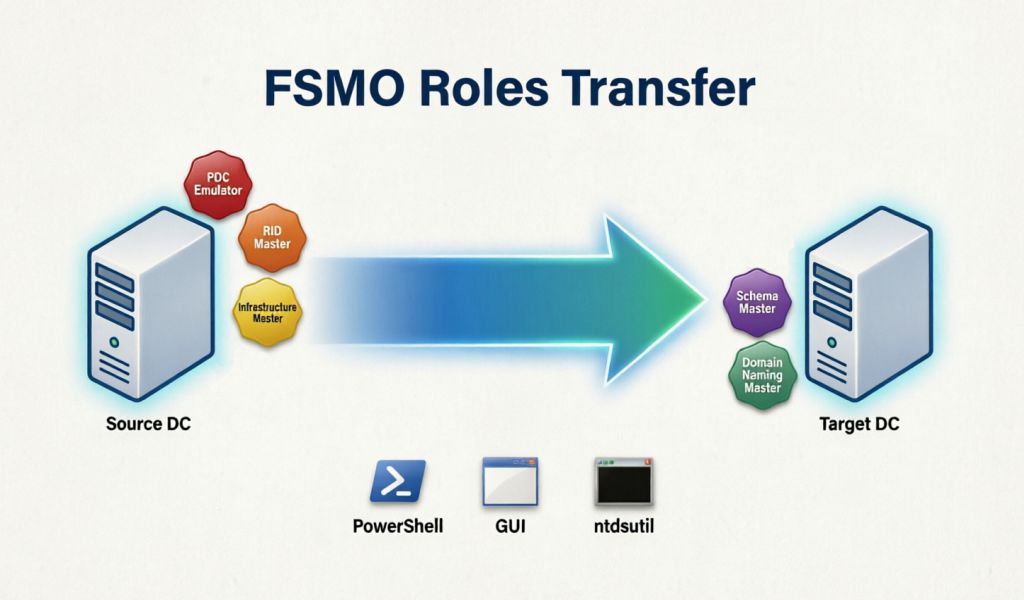 Плановая передача (Transfer) ролей FSMO в Active Directory
